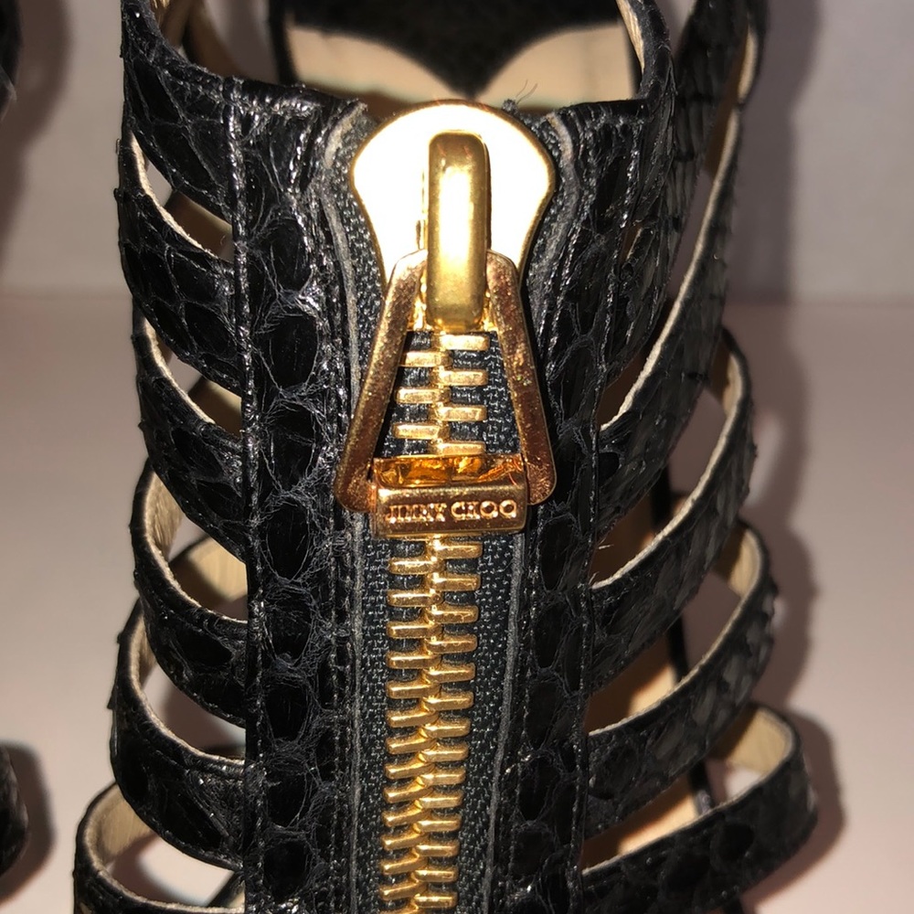 Jimmy Choo Glenys Snakeskin Caged Sandals - Picture 8 of 15